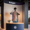 Japanese-style tie-dyed men's short-sleeved five-quarter and half-sleeved T-shirts, gradient color trendy brand ins couple loose T-shirts, tops and hoodies are available for selection details Picture
